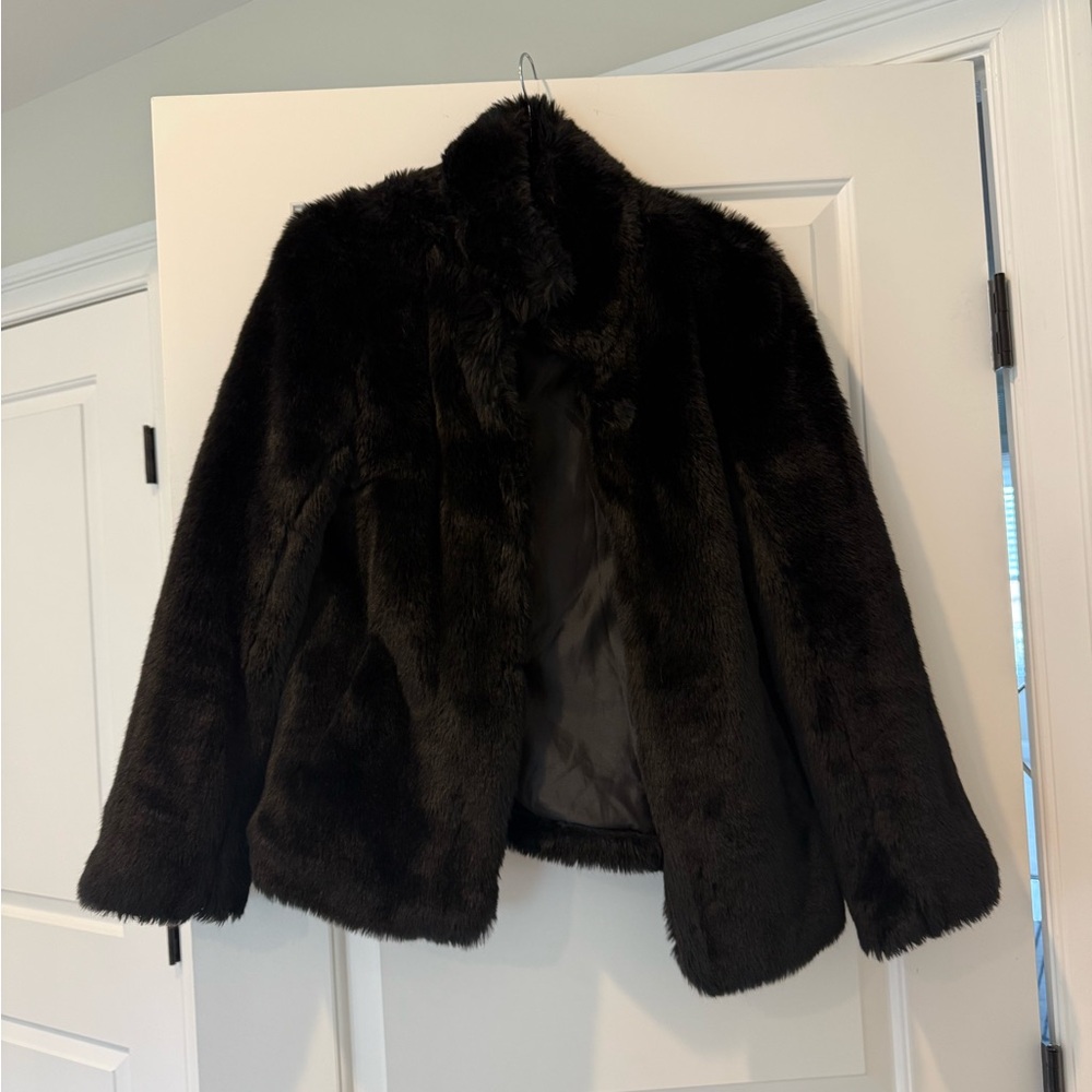 Topshop Black Faux Fur Jacket